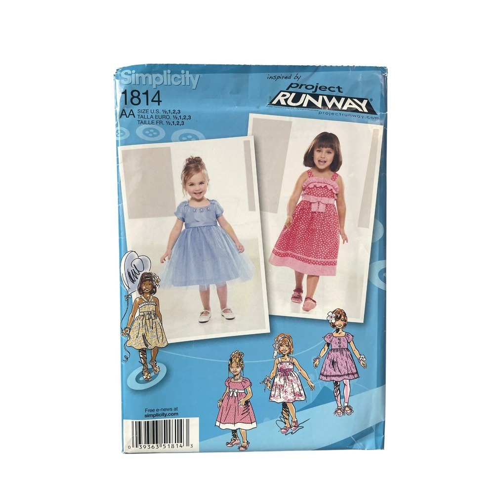 Simplicity Sewing Pattern 1814 Toddler Dress Size 1/2-3 Project Runway